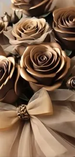 Elegant gold rose bouquet with luxurious detail.