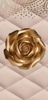 Elegant gold rose on quilted background wallpaper.