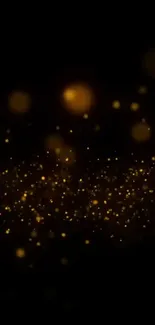 Dark background with elegant gold sparkles and particles.