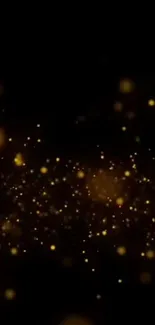 Mobile wallpaper with gold sparkles on a dark background.