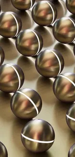 Elegant gold spheres on a reflective surface wallpaper.