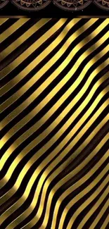 Elegant gold and black striped wallpaper with a luxurious design.