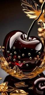 Luxurious golden cherry wallpaper design.