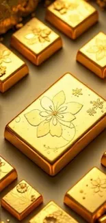 Luxurious golden blocks with floral designs.