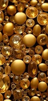 Close-up of elegant golden gems and crystals.