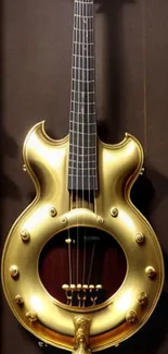 Elegant golden guitar mobile wallpaper