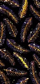 Golden leaves on dark mobile wallpaper.