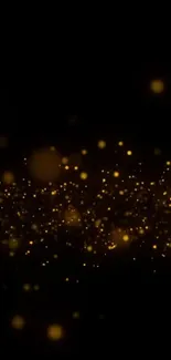 Mobile wallpaper with golden sparkles on a dark background.