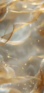 Abstract golden wave patterns with shimmering highlights.