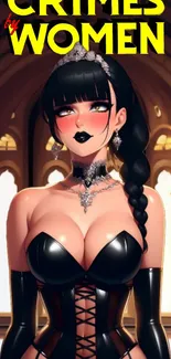 Gothic anime girl in dark elegant attire.