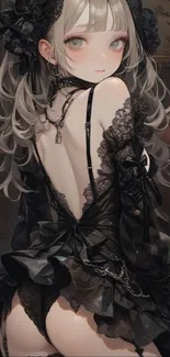 Elegant gothic anime-style art wallpaper.