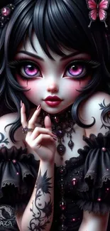 Gothic anime-inspired wallpaper with intricate details.