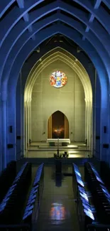 Gothic cathedral with stunning arches and lighting.