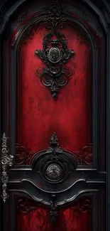 Intricately designed Gothic door wallpaper.