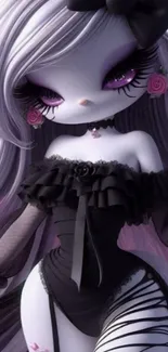 Elegant gothic fantasy character artwork wallpaper with a dark, stylish aesthetic.