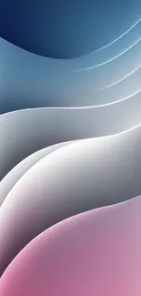 Elegant gradient wave mobile wallpaper with blue and pink hues.