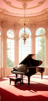 Luxurious room with grand piano and elegant vintage decor.