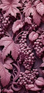 Intricate mauve grape vine and leaves.