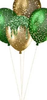 Elegant green and gold balloons wallpaper.