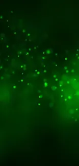 Elegant green bokeh wallpaper with luminous abstract dots.