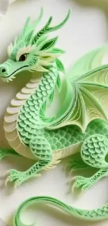 Intricate green dragon artwork for mobile wallpaper.