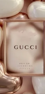 Gucci-themed wallpaper with elegant hearts