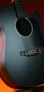 High-definition black acoustic guitar image against a colorful background.