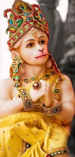 Elegant Hanuman statue with vibrant colors and intricate details.