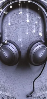 Stylish grey headphone wallpaper with intricate design.