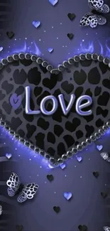Leopard heart with butterflies wallpaper
