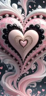 Elegant ornate heart design in pastel colors.