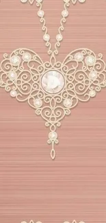 Elegant heart design with floral patterns on a pink background.