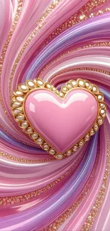 Elegant heart design with shimmering swirls.