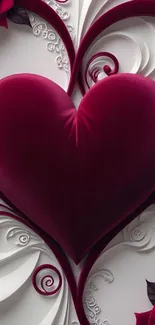 Elegant burgundy heart with floral accents