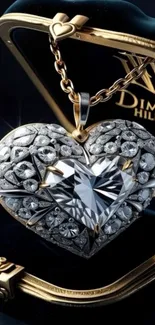 Heart-shaped diamond pendant in elegant design.