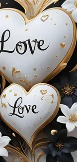 Elegant heart and flower design with gold accents.