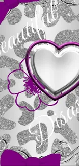 Mobile wallpaper with heart and glitter design.