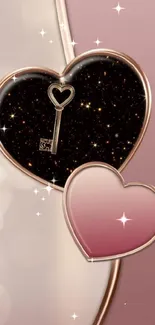 Elegant heart key design with pink and black accents, perfect for a romantic theme.