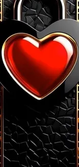 Heart lock wallpaper with gold and black details