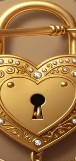 Golden heart lock with intricate gem details.