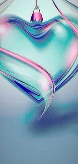 Elegant heart design with blue and pink hues for mobile wallpaper.