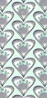 Seamless mint green heart pattern wallpaper.