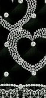 Elegant black wallpaper with diamond heart design.