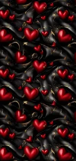 Black and red heart pattern wallpaper.