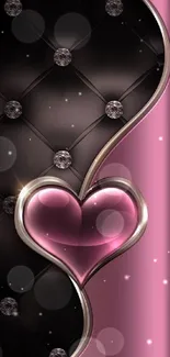 Luxurious black and pink heart mobile wallpaper.