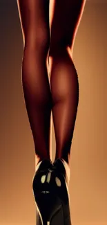 Elegant artwork of legs in stylish high heels against a warm gradient.