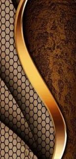 Elegant wallpaper with gold hexagon pattern and textured background.