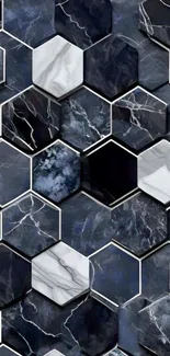 Dark hexagonal marble pattern wallpaper.