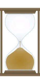 Stylish hourglass with brown sand and wooden frame on white background.