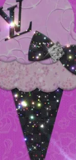 Purple ice cream cone design with elegant sparkles.